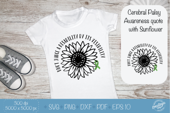 Cerebral Palsy SVG with Sunflower. CP Review